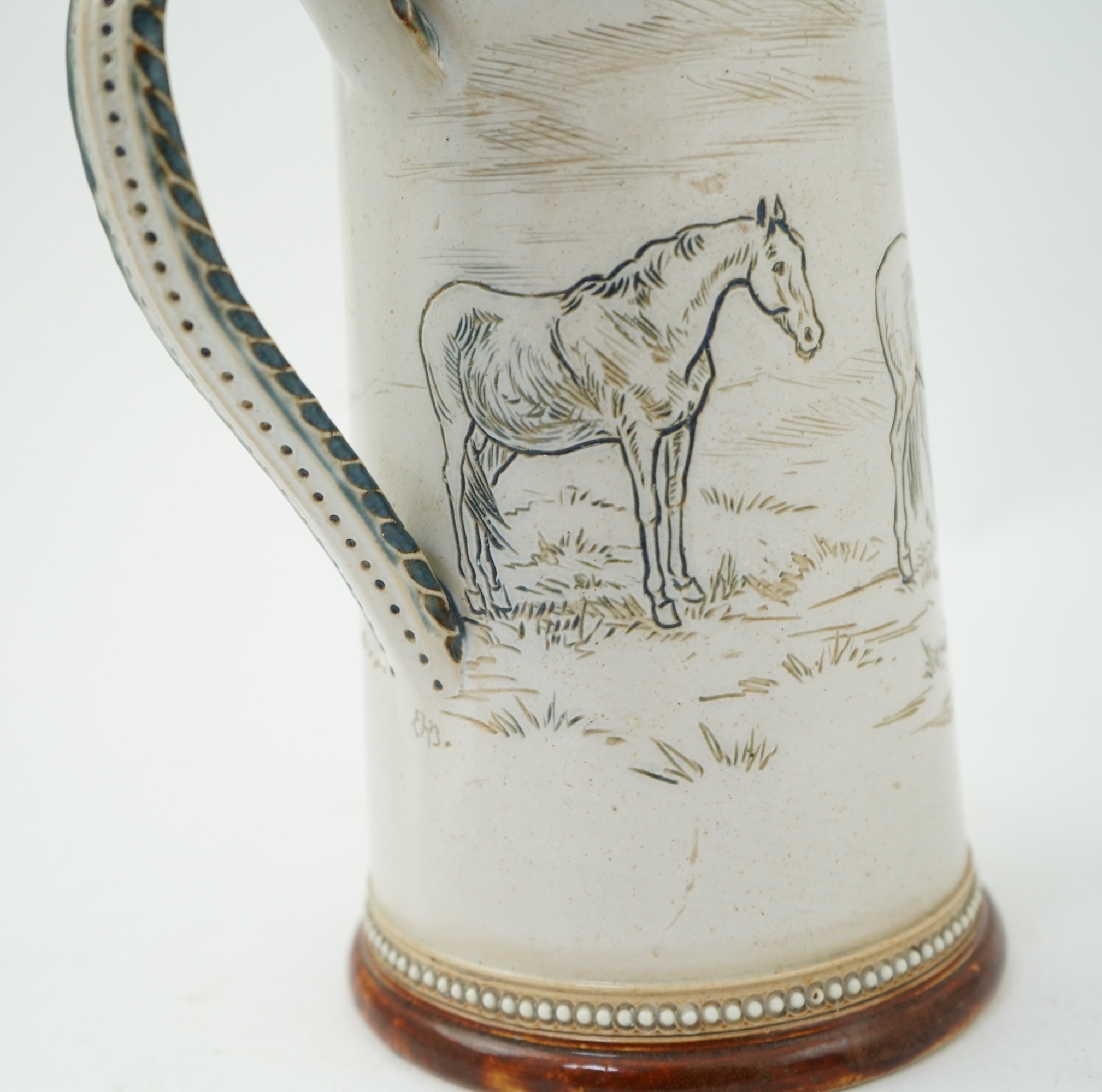 Hannah Barlow for Doulton Lambeth: A Stoneware Lemonade jug and two beakers
